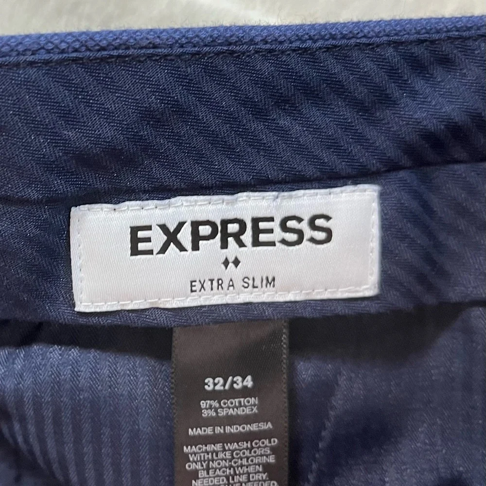 Express Mens Extra Slim Fit 33 x 32 Dark Blue Workwear Office City Preppy Slacks